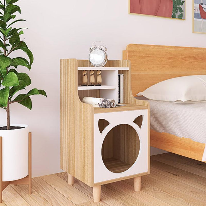 Pura Side Table With Pet House, Wood