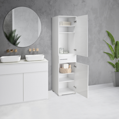 Adore High Gloss White 2 Door Storage Unit with Drawer