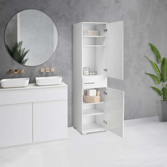 Adore High Gloss White 2 Door Storage Unit with Drawer