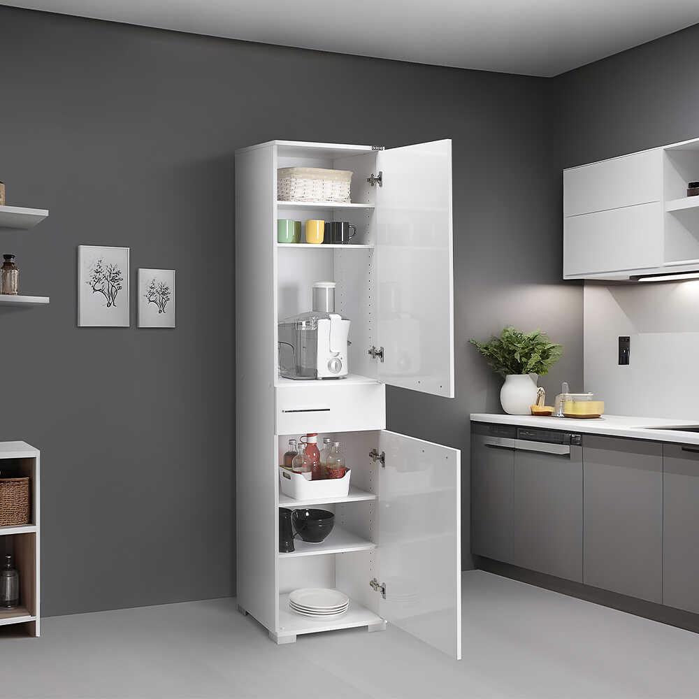 Adore High Gloss White 2 Door Storage Unit with Drawer