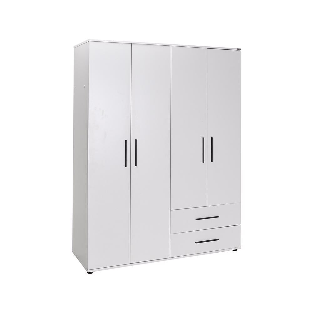 Adore Matt White 4 Door 2 Drawer Wardrobe with Shelves