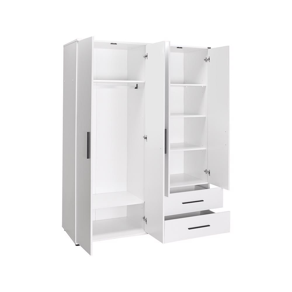 Adore Matt White 4 Door 2 Drawer Wardrobe with Shelves