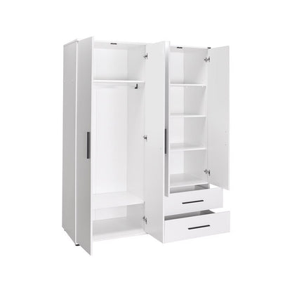Adore Matt White 4 Door 2 Drawer Wardrobe with Shelves