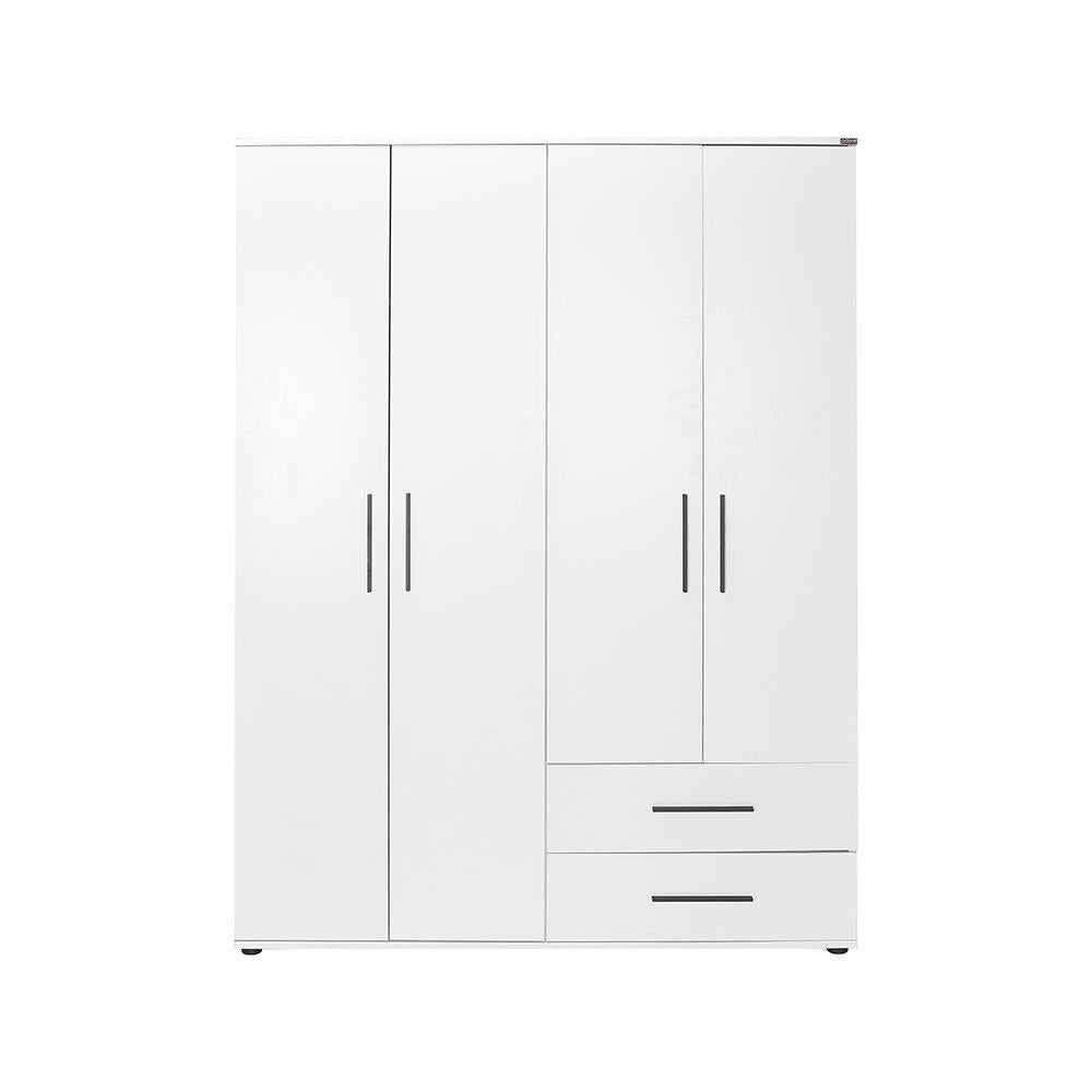 Adore Matt White 4 Door 2 Drawer Wardrobe with Shelves