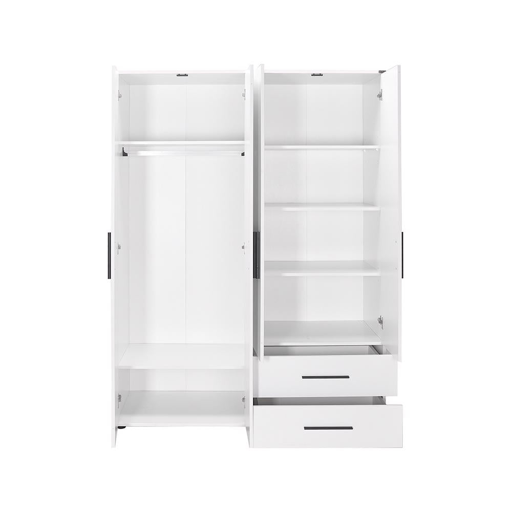 Adore Matt White 4 Door 2 Drawer Wardrobe with Shelves