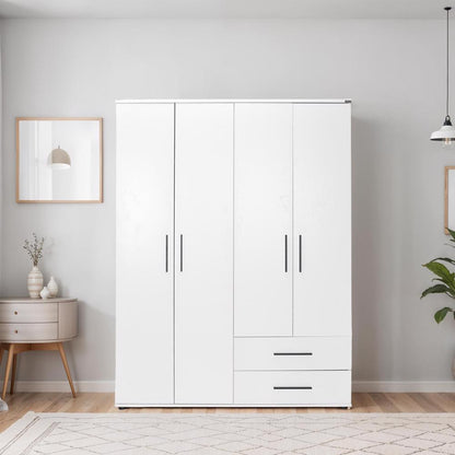 Adore Matt White 4 Door 2 Drawer Wardrobe with Shelves