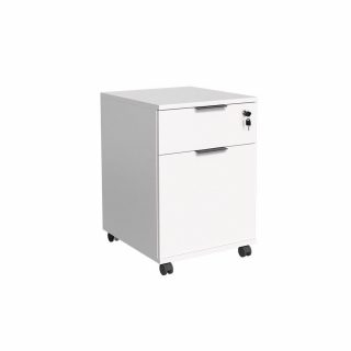 Adore Rio Matt White Mobile Office Storage Cart with Lockable Drawer