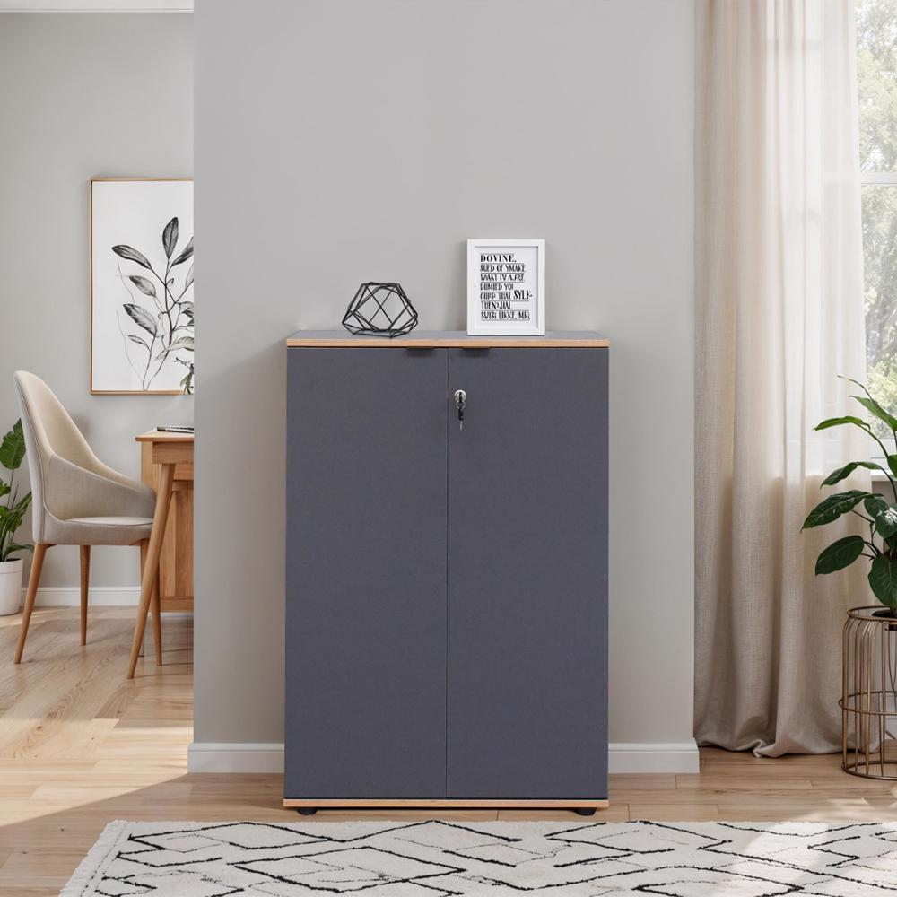 Adore Rio Anthracite Grey Office Filing Cabinet with Lockable Storage