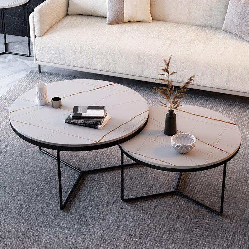 Morden Stone Round Nesting Coffee Table Set
