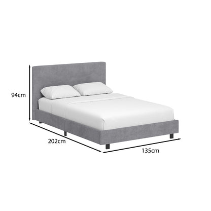 Grey Small Double Bedframe Ribbed Fabric