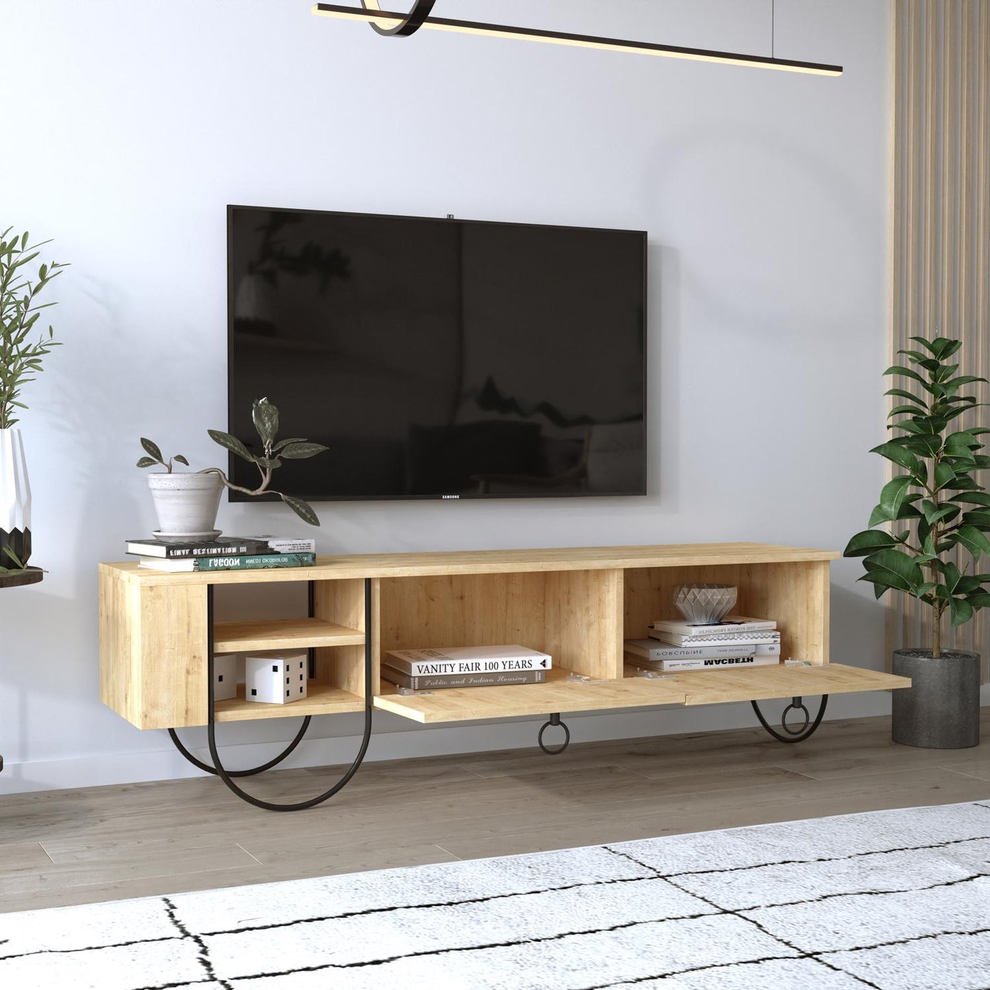 Norfolk Modern TV Unit Oak with Storage