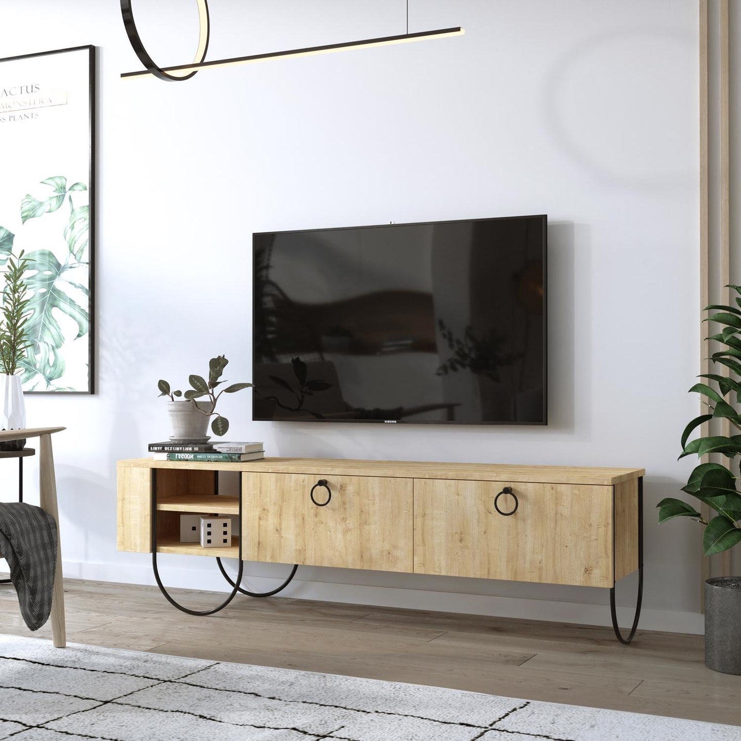Norfolk Modern TV Unit Oak with Storage