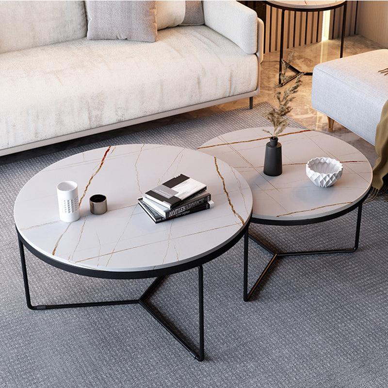 Morden Stone Round Nesting Coffee Table Set