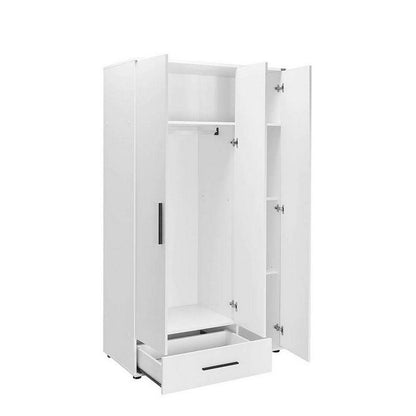 Adore Matt White 3 Door 1 Drawer Wardrobe with Shelves