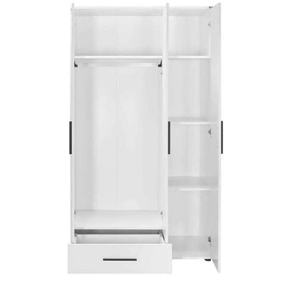 Adore Matt White 3 Door 1 Drawer Wardrobe with Shelves