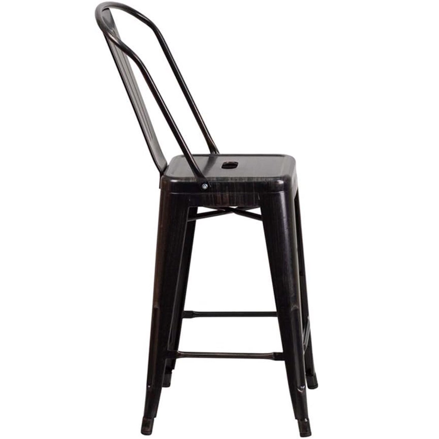 Lily 24" Industrial Style Bar Stool Chair Black Gold – Set of 4
