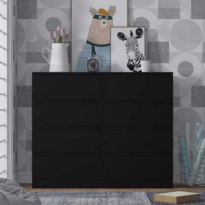 Stora 8 Drawer Wide 4+4 Chest of Drawers – Matt Black