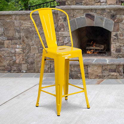 Lily 24" Industrial Style Bar Stool Chair Yellow – Set of 4