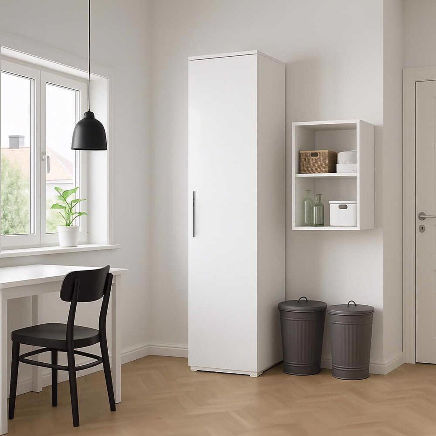 Adore High Gloss White 1 Door Storage Cabinet with Shelves