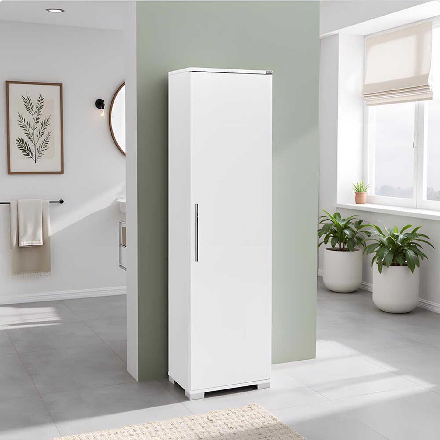 Adore High Gloss White 1 Door Storage Cabinet with Shelves