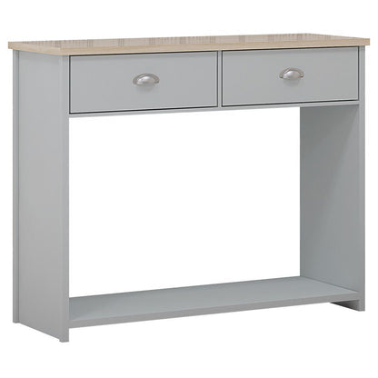 Westbury Farmhouse Console Table with 2 Drawers – Grey & Oak