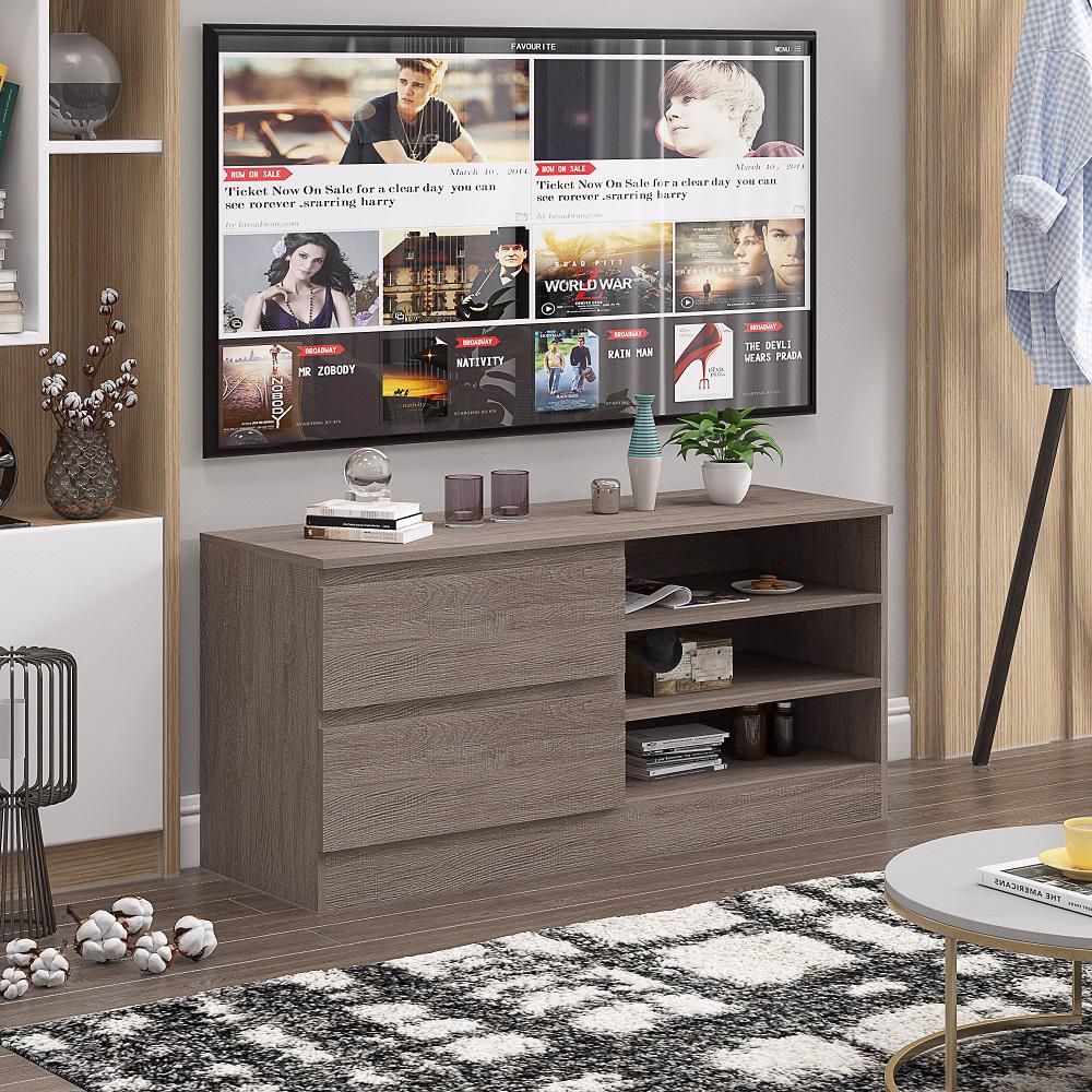 FWStyle Stora 2 Drawer Entertainment Unit – Rustic Oak