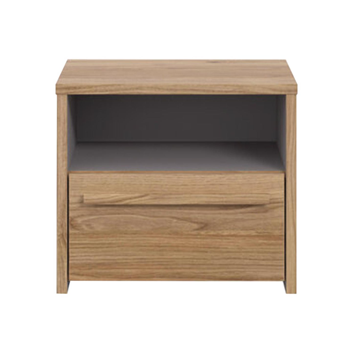 Matt Grey Oak Bedside Table – 1 Drawer & Open Shelf