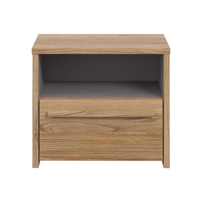 Matt Grey Oak Bedside Table – 1 Drawer & Open Shelf