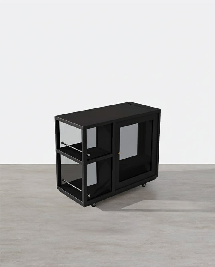 Aglaea Side Table With Storage, Black