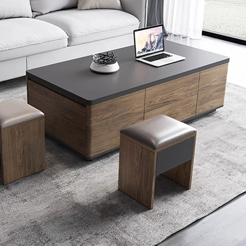 Ruby Lift Top Coffee Table, Multi-Functional Foldable Coffee Table, Walnut & Black