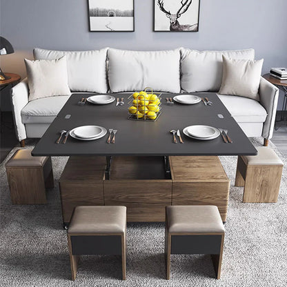 Ruby Lift Top Coffee Table, Multi-Functional Foldable Coffee Table, Walnut & Black