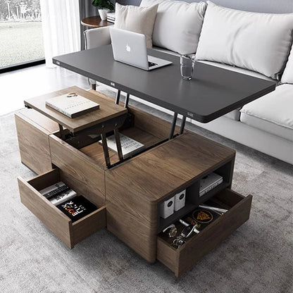 Ruby Lift Top Coffee Table, Multi-Functional Foldable Coffee Table, Walnut & Black