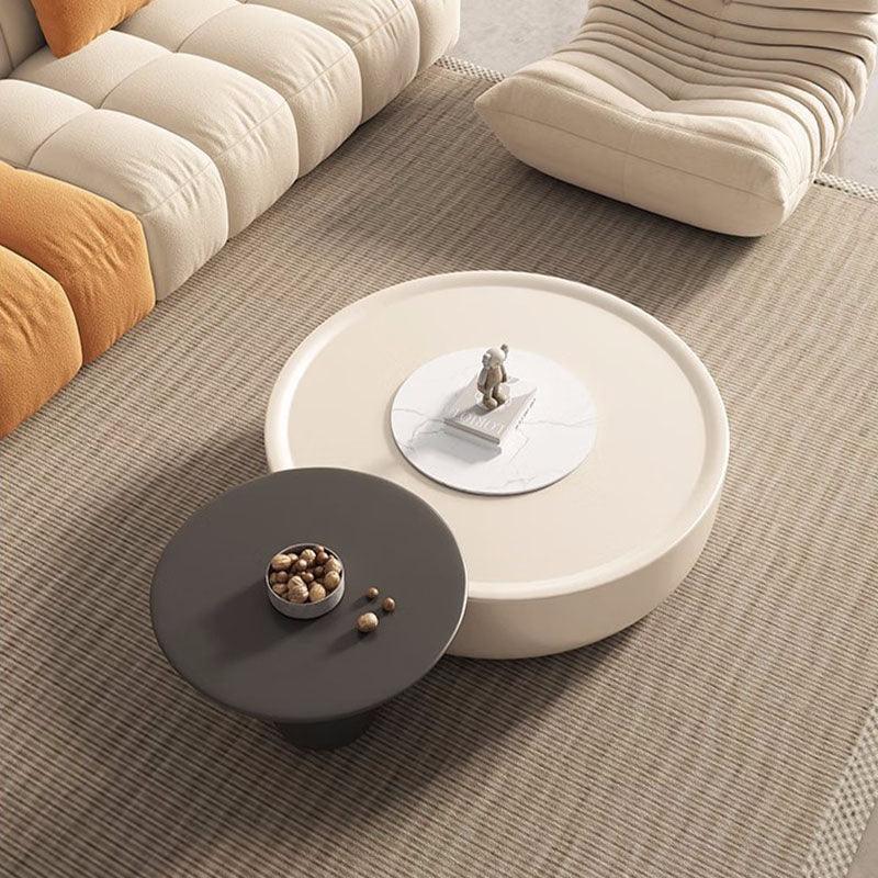 Eudora Modern Nesting Coffee Table Set With TV Stand, Cream And Grey