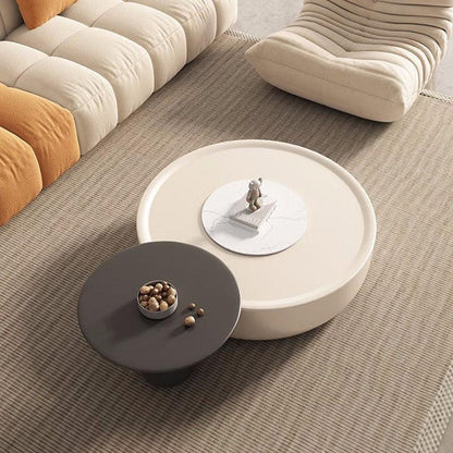 Eudora Modern Nesting Coffee Table Set With TV Stand, Cream And Grey