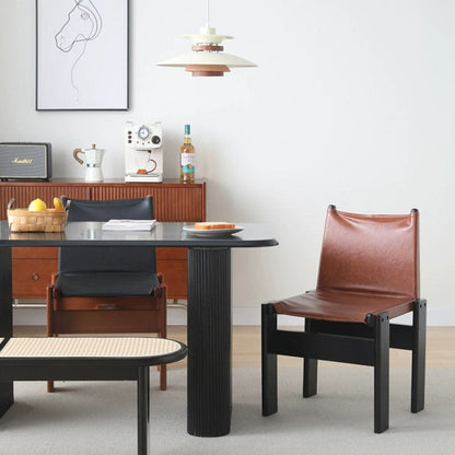 Lynette Dining Chair, PU Leather, Solid Wood