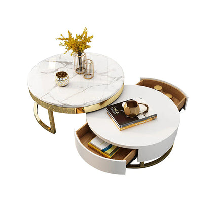 Regalia Coffee Table Set, White & Gold