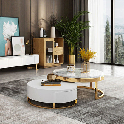 Regalia Coffee Table Set, White & Gold