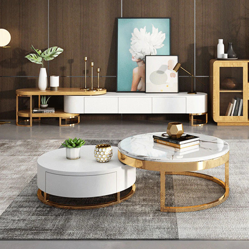 Regalia Coffee Table Set, White & Gold