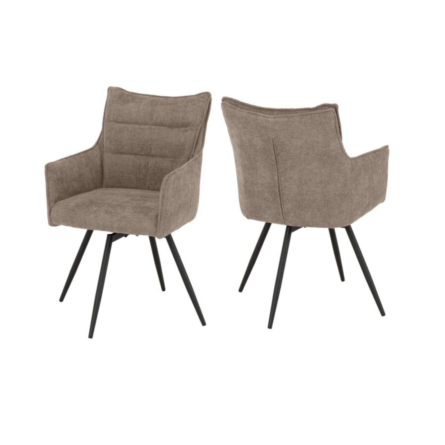 Lewis Carver Swivel Dining Chair - Fawn Fabric (Set of 2)