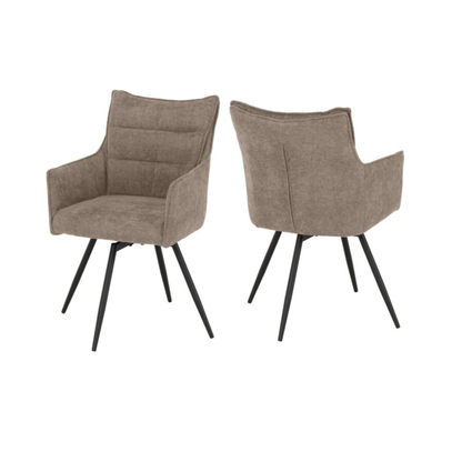 Lewis Carver Swivel Dining Chair - Fawn Fabric (Set of 2)