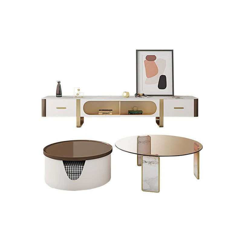 Hopetree White Coffee Table Set With TV Stand