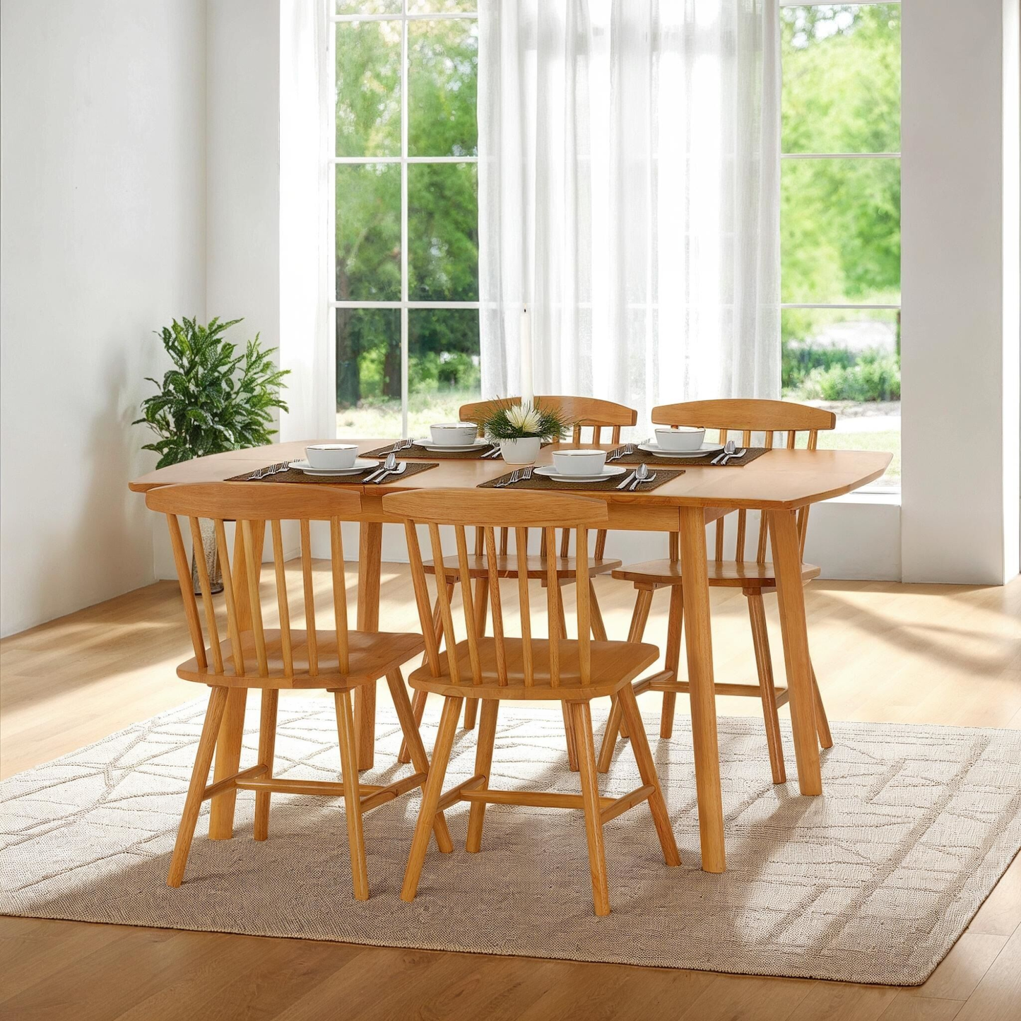 Emery Extending Dining Set with 4 Chairs - Natural Oak Effect