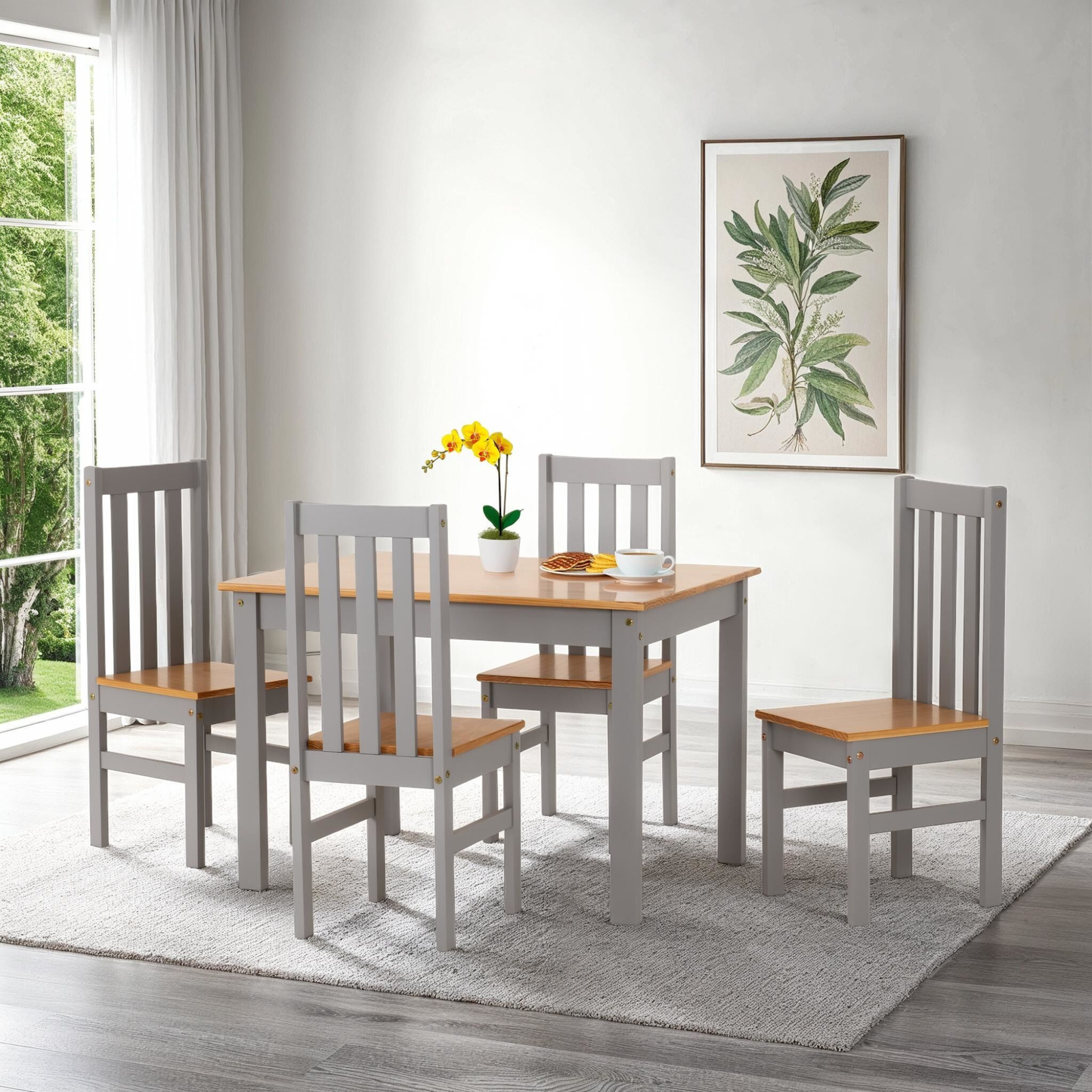 Ludlow 1+4 Dining Set - Grey Slate/Oak Effect