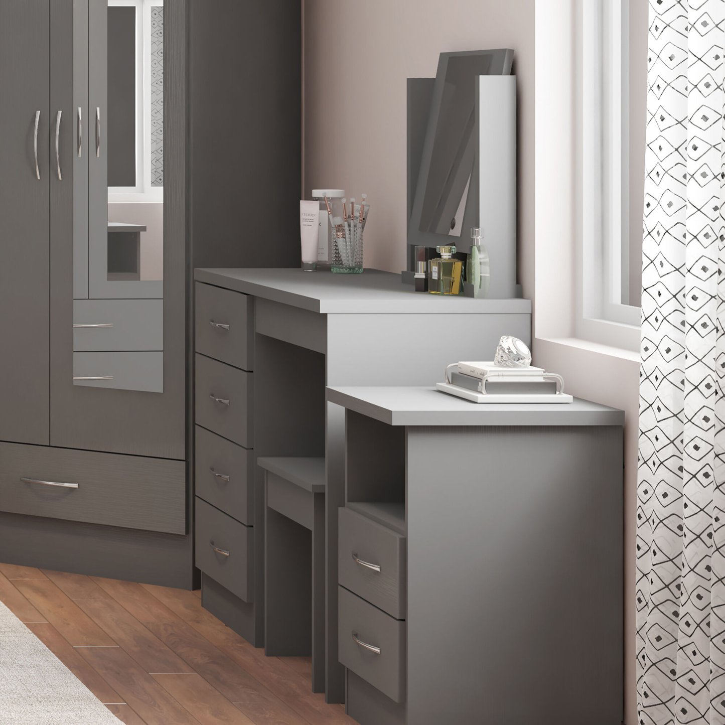 Nevada Dressing Table Set - 3D Effect Grey