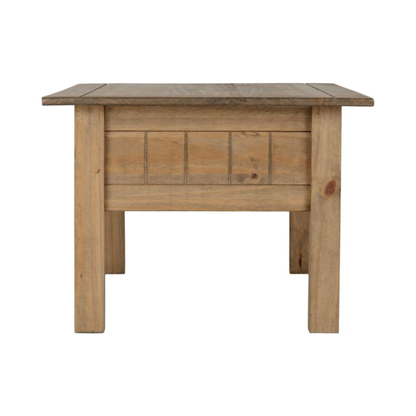 Panama 1 Drawer Coffee Table - Natural Wax, Rustic Design