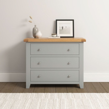 Windsor 3 Drawer Chest – Pebble Grey & Oak
