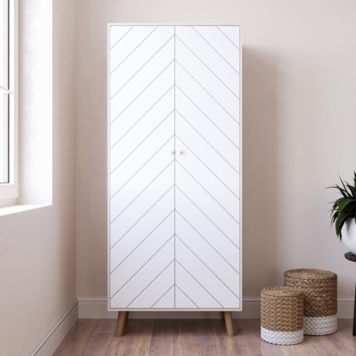 Dixie 2 Door Wardrobe – Dusty Grey & White