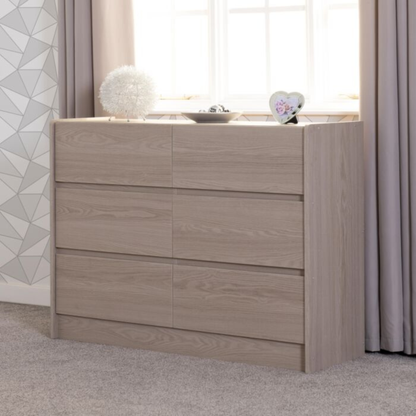 Paris 6 Drawer Chest - Smoked Ash Effect