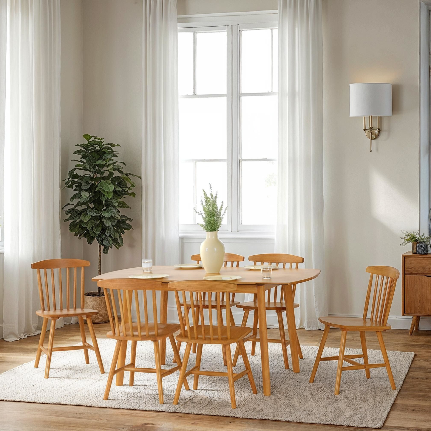 Emery Extending Dining Set with 6 Chairs - Natural Oak Effect