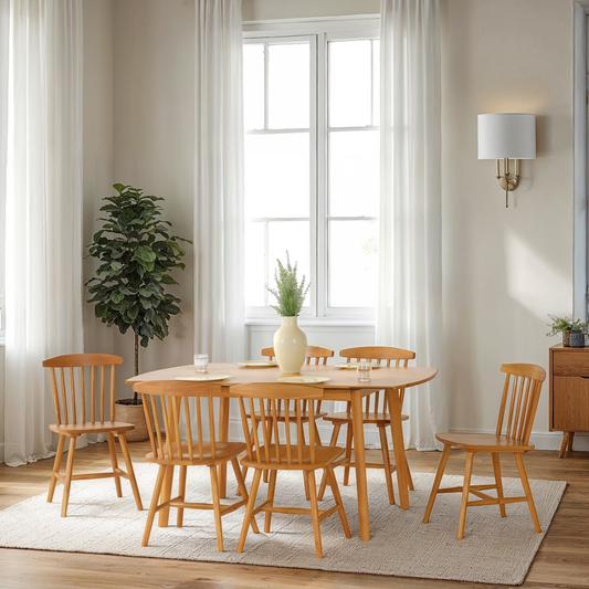 Emery Extending Dining Set with 6 Chairs - Natural Oak Effect